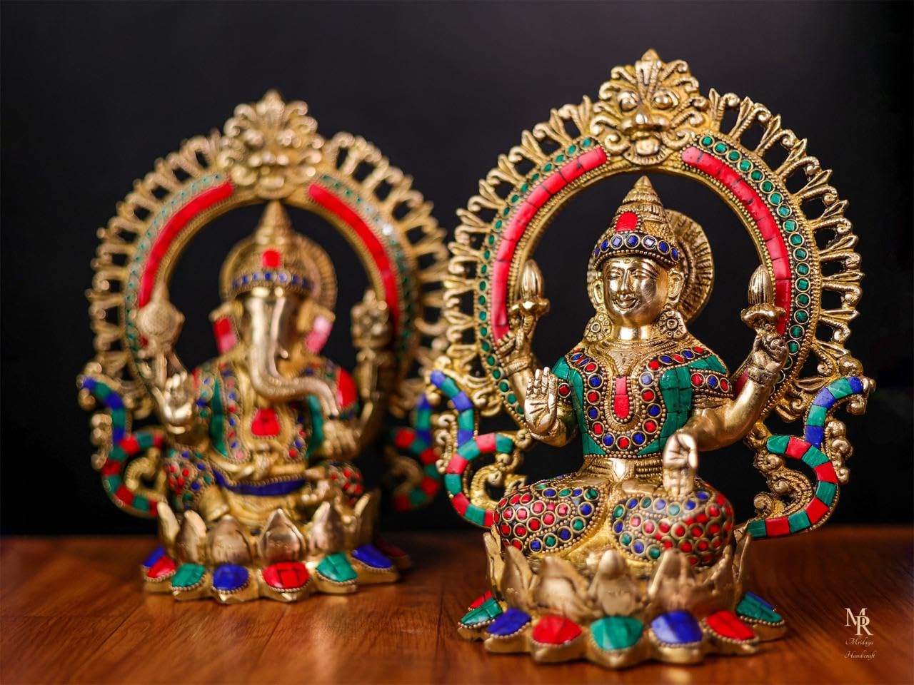 Mridaya Brass Lakshmi Ganesh Statue - 25 Cm Intricately Crafted Sculpture For New Beginnings, Wealth & Prosperity | Laxmi Ganesh